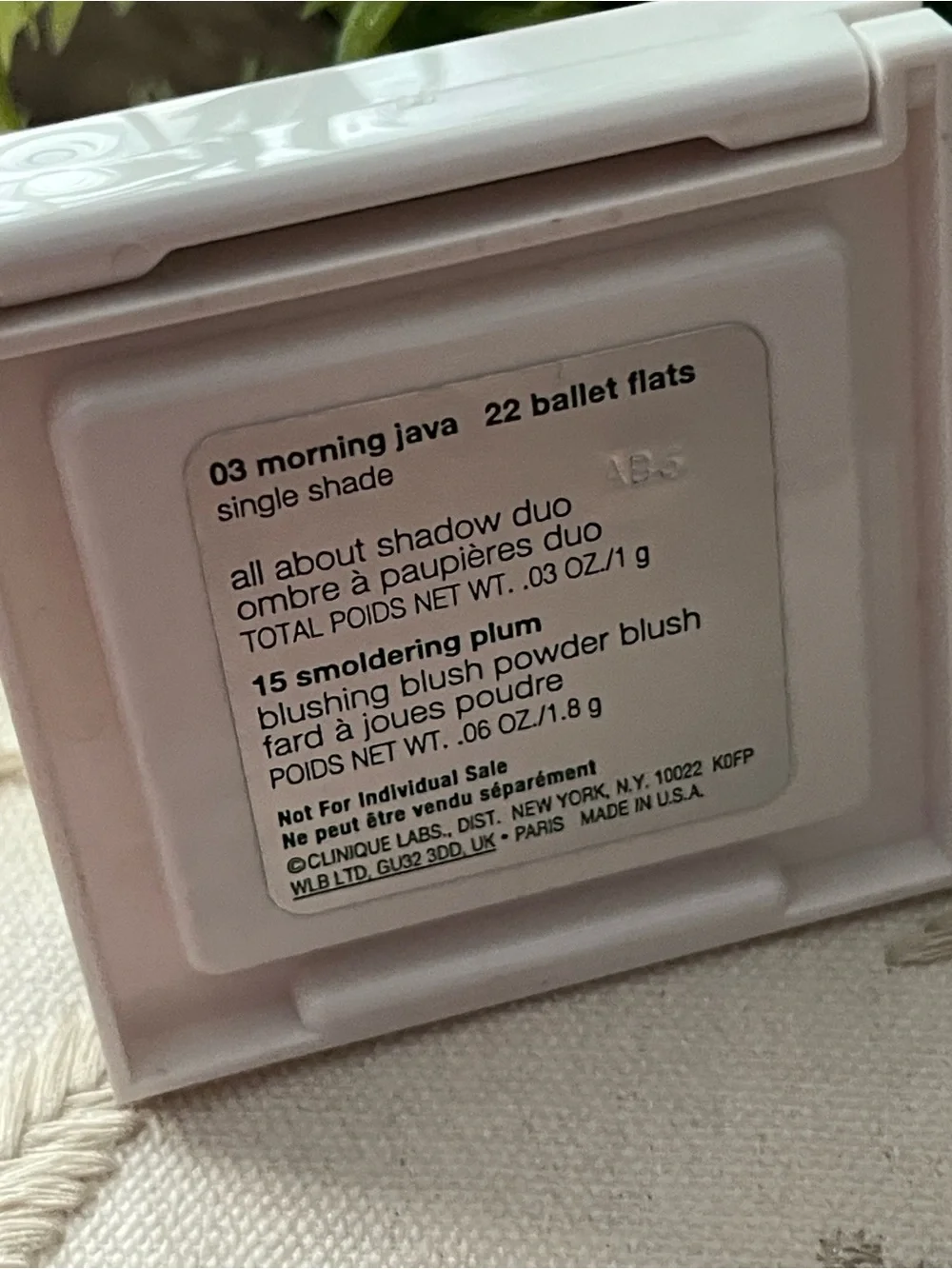 Cliniques~ Morning Java , Ballet Flats & Smoldering Plum Limited Ed Palette ~New
